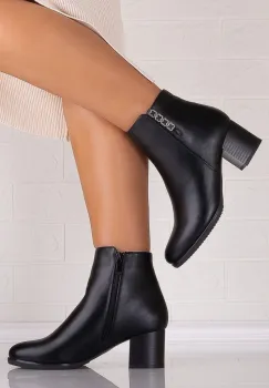 Botine Dama Imblanite Negre din Piele Ecologica Omania imagine