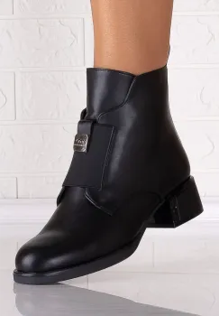 Botine dama Imblanite Negre din Piele Ecologica Rosania imagine