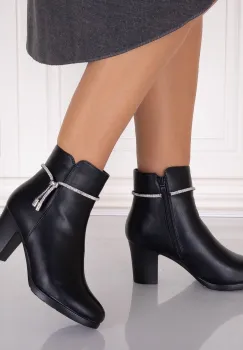 Botine Dama Imblanite Negre din Piele Ecologica Sarla imagine