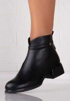 Botine Dama Negre din Piele Ecologica Bonie imagine