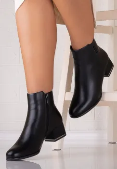 Botine Dama Negre din Piele Ecologica Eleta imagine