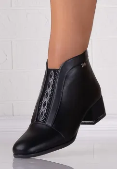 Botine Dama Negre din Piele Ecologica Elia imagine