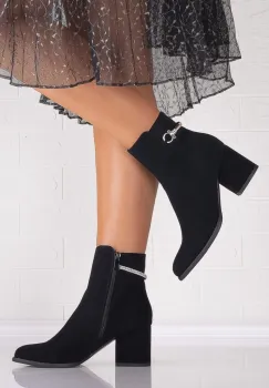 Botine Dama Negre din Piele Ecologica Intoarsa Andora imagine