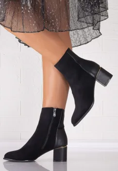 Botine Dama Negre din Piele Ecologica Intoarsa Cresida imagine