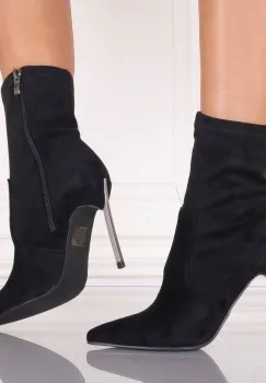 Botine dama Negre din Piele Ecologica Intoarsa Finana imagine