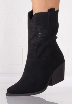 Botine dama Negre din Piele Ecologica Intoarsa Janeta imagine