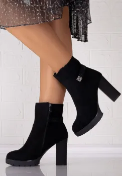 Botine Dama Negre din Piele Ecologica Intoarsa Juvelia imagine