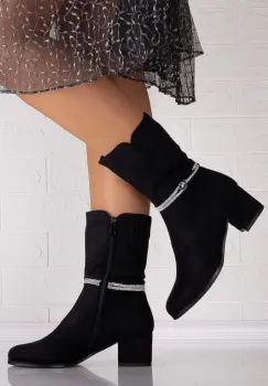 Botine Dama Negre din Piele Ecologica Intoarsa Nivoria imagine