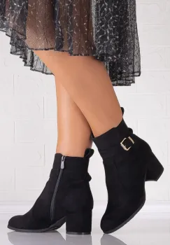Botine Dama Negre din Piele Ecologica Intoarsa Rotal imagine