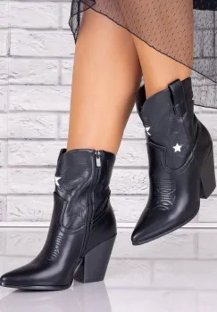 Botine dama Negre din Piele Ecologica Joanita imagine