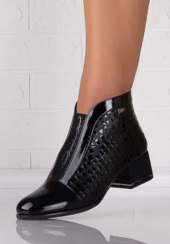 Botine Dama Negre din Piele Ecologica Lacuita Elia imagine