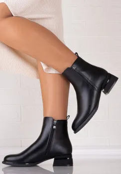 Botine Dama Negre din Piele Ecologica Moriga imagine