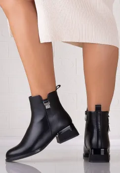 Botine Dama Negre din Piele Ecologica Sevia imagine