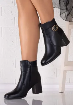 Botine Dama Negre din Piele Ecologica Zirelia imagine