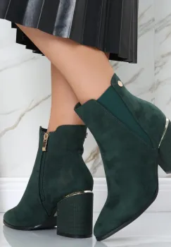 Botine dama Verzi din Piele Ecologica Intoarsa Mavy imagine