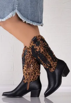 Cizme dama Animal Print din Piele Ecologica Katyana imagine