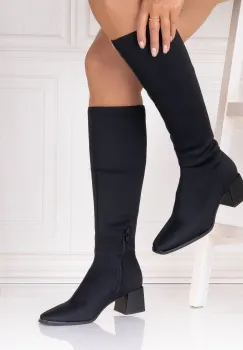 Cizme dama cu toc Negre din Textl Novella imagine