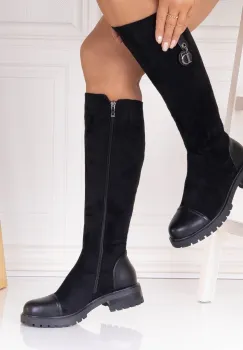 Cizme Dama Imblanite Negre din Piele Ecologica Intoarsa Aterna imagine