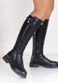 Cizme Dama Imblanite Negre din Piele Ecologica Nerava imagine