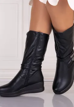 Cizme Dama Imblanite Negre din Piele Ecologica Sanya imagine