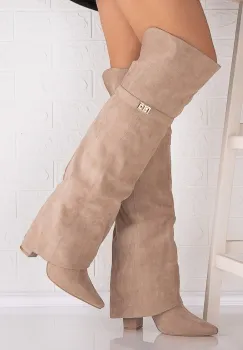 Cizme dama Khaki din Piele Ecologica Intoarsa Anzera imagine