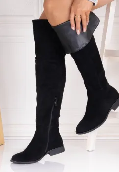 Cizme dama Negre din Piele Ecologica Intoarsa Adozra imagine