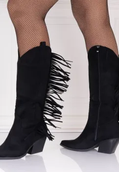 Cizme dama Negre din Piele Ecologica Intoarsa Avorla imagine