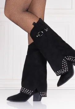 Cizme dama Negre din Piele Ecologica Intoarsa Camelia imagine