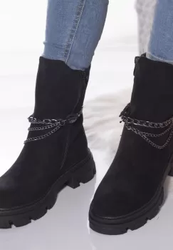 Ghete casual bibiana piele ecologica usor imblanita negru imagine