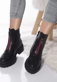 Ghete casual galia piele ecologica usor imblanita negru imagine
