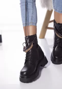 Ghete casual lioara piele ecologica captusita negru imagine