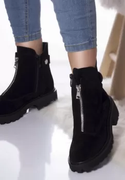 Ghete casual marieta piele ecologica intoarsa captusita negru imagine