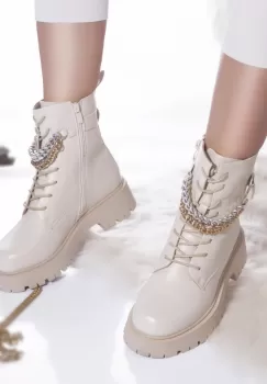 Ghete casual meryem piele ecologica captusita bej imagine