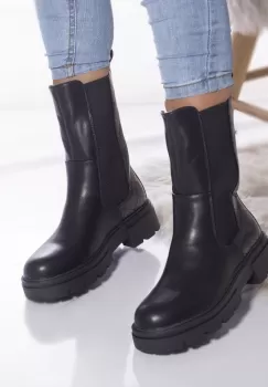 Ghete casual nineth piele ecologica usor imblanita negru imagine