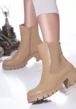 Ghete casual raymonda piele ecologica captusita kaki imagine