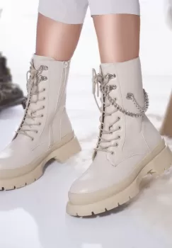 Ghete casual tebah piele ecologica captusita bej imagine
