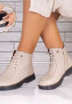 Ghete dama Bej din Piele Naturala Avalora imagine