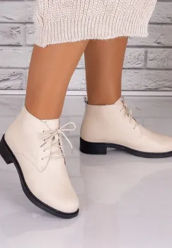 Ghete dama Bej din Piele Naturala Hwaida imagine