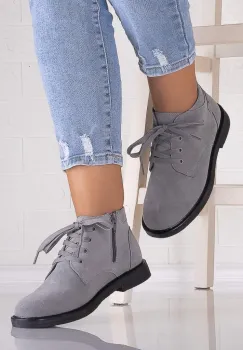 Ghete dama Gri din Piele Naturala Intoarsa Nicoria imagine