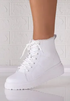 Ghete dama Imblanite Albe din Piele Naturala Clavira imagine