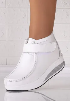 Ghete Dama Imblanite Albe din Piele Naturala Zerona imagine