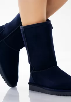 Ghete Dama Imblanite Bleumarin din Piele Naturala Intoarsa Sebel imagine