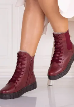 Ghete Dama Imblanite Bordo din Piele Ecologica Jameria imagine