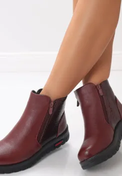 Ghete Dama Imblanite Bordo din Piele Ecologica Karmida imagine
