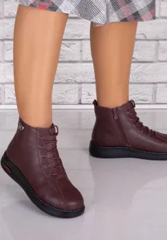Ghete Dama Imblanite Bordo din Piele Ecologica Lisandra imagine