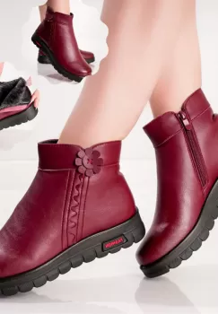 Ghete Dama Imblanite Bordo din Piele Ecologica Marda imagine