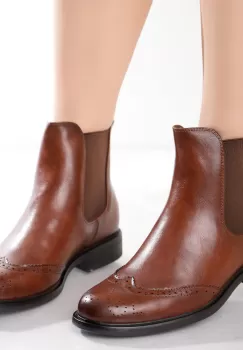 Ghete Dama Imblanite Camel din Piele Ecologica Tifani imagine