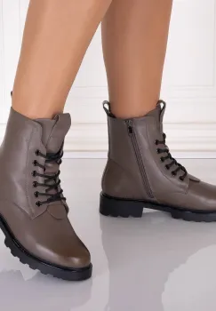 Ghete dama Imblanite Gri din Piele Ecologica Ajonya imagine