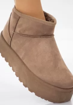 Ghete Dama Imblanite Kaki din Piele Ecologica Intoarsa Gargs imagine