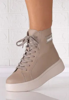 Ghete dama Imblanite Khaki din Piele Naturala Levela imagine